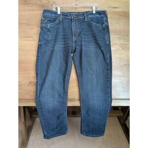 Ariat Rebar Jeans Mens 36/34 Navy Denim DuraStretch M7 Slim Fit Straight Leg NWT